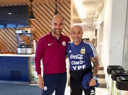Guardiola y Sampaoli, con ropa de entrenamiento