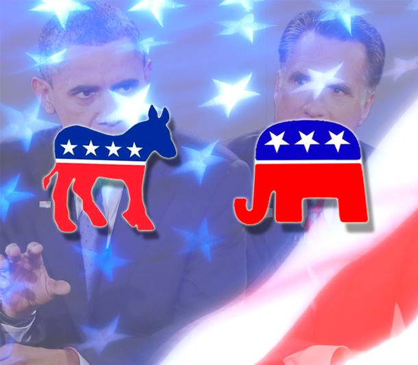 ¿Qué son el burro y el elefante que acompañan a Obama y a Romney?