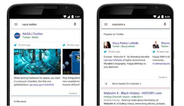 Google comenzó a mostrar tuits relevantes en los resultados de búsqueda