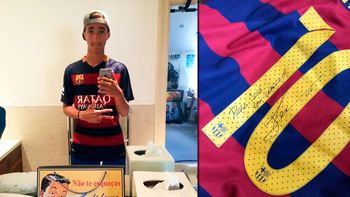 la increible reaccion del hijo de mourinho tras recibir una camiseta de messi la increible reaccion del hijo de mourinho tras recibir una camiseta de messi