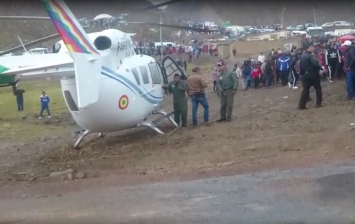El helicóptero que trasladaba a Evo Morales tuvo que aterrizar de emergencia