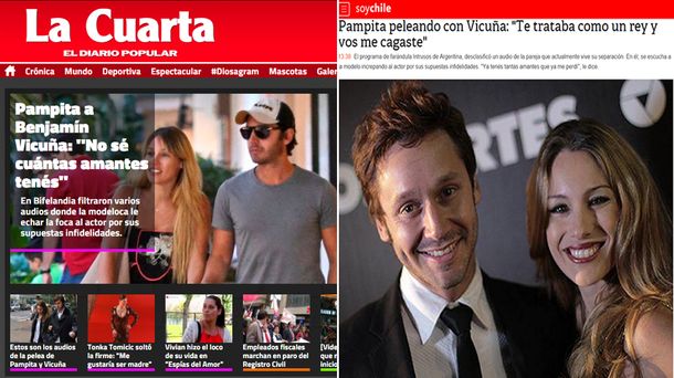 Las repercusiones en Chile por los escandalosos audios de Pampita y Benjamín Vicuña