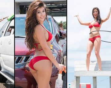 Atienden un lavadero en bikini