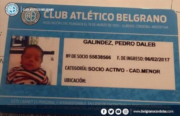 Le puso a su hijo Dale B por el club Belgrano