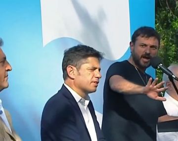Sergio Massa, Axel Kicillof y Juan Grabois en San Martín.
