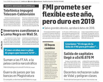 Tapas de diarios del martes 24 de julio de 2018