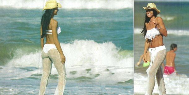 El look hot en la playa de Carolina Baldini, la ex del Cholo Simeone