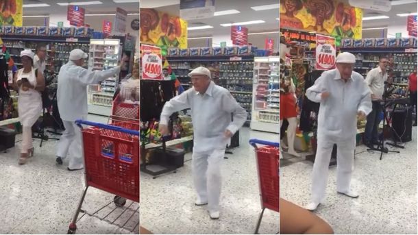 VIDEO: Un abuelo mostró sus habilidades como bailarín en un supermercado lleno