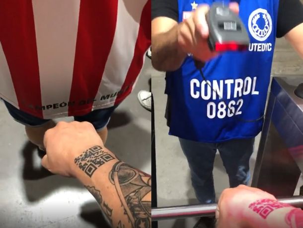 Locura: un hincha de Estudiantes de La Plata se tatuó el QR de su carnet y filmó su entrada al estadio