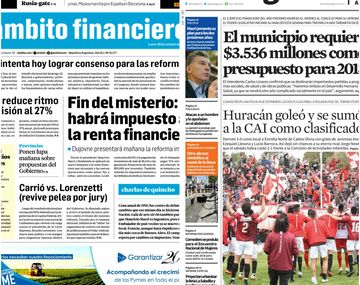 Tapas de diarios del lunes 30 de octubre de 2017