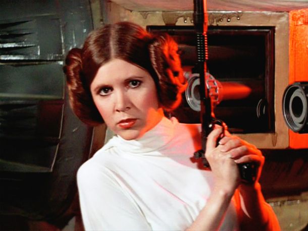 Carrie Fisher como la princesa Leia