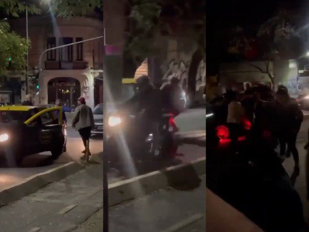 Palermo: pelea de taxistas termina con un motoquero atropellado