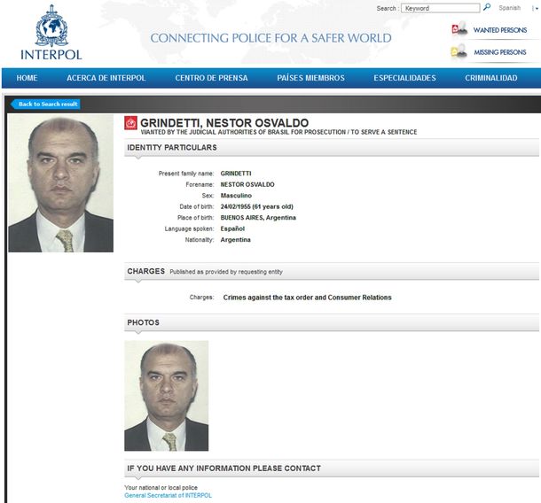Néstor Grindetti, en alertas de Interpol