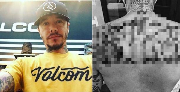 Sebastián Ortega se tatuó su apellido en la espalda