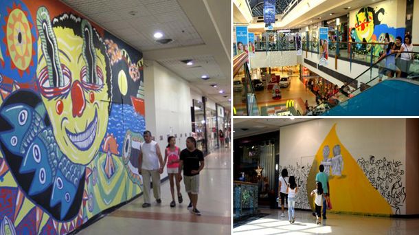 Artistas urbanos pintaron locales vacíos en un shopping de Rosario