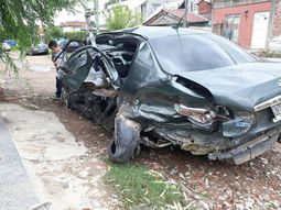 Así quedó el auto que chocó el jugador de Vélez