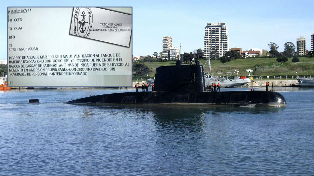 Principio incendio: el desesperado último mensaje desde el submarino ARA Juan