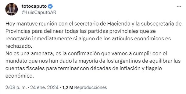 El mensaje de Luis Caputo que alertó a Maximiliano Pullaro El mensaje de Luis Caputo que alertó a Maximiliano Pullaro