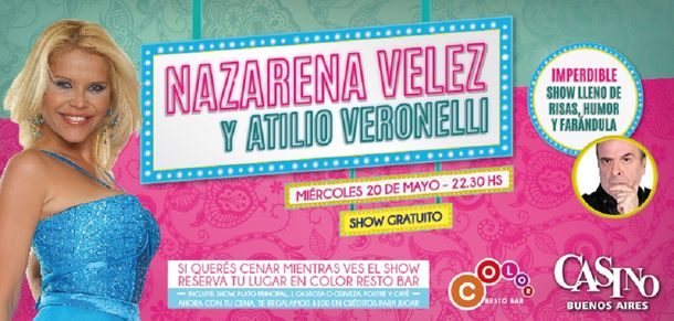Nazarena Vélez y Atilio Veronelli en el Casino Buenos Aires