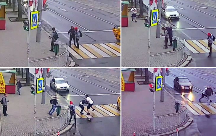 Un hombre se bajó de un taxi y golpeó a una mujer