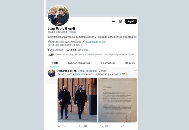 Nunca vocero: chicana de Juan Pablo Biondi a Cristina Kirchner