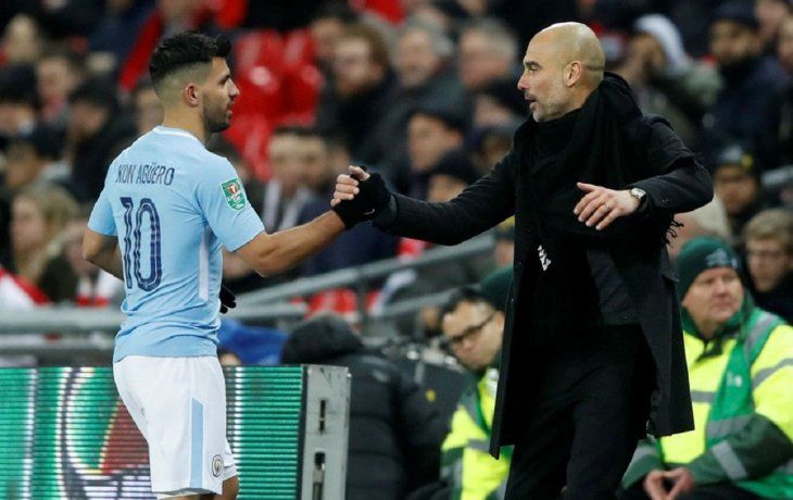 Sergio Kun Agüero y Pep Guardiola