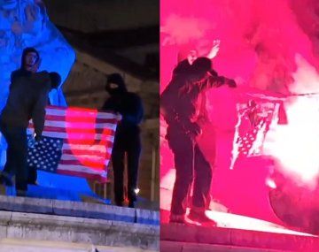 Repudio mundial: así quemaron una bandera de EEUU en Francia tras la invasión a Venezuela