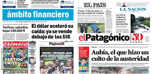 Tapas de diarios del viernes 3 de febrero de 2017