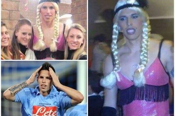 Escándalo en Italia: un jugador del Nápoli se disfrazó de mujer