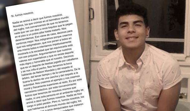 La carta de un jugador de rugby sobre el crimen de Fernando: Sí, fuimos nosotros