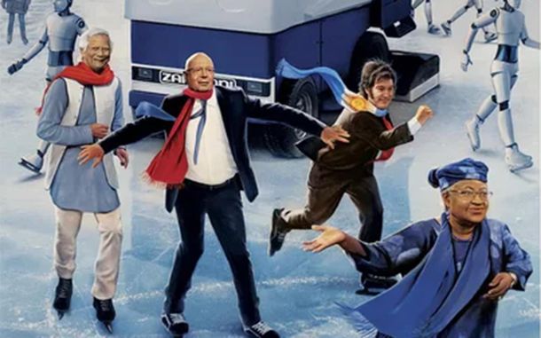 Javier Milei patinando sobre hielo.