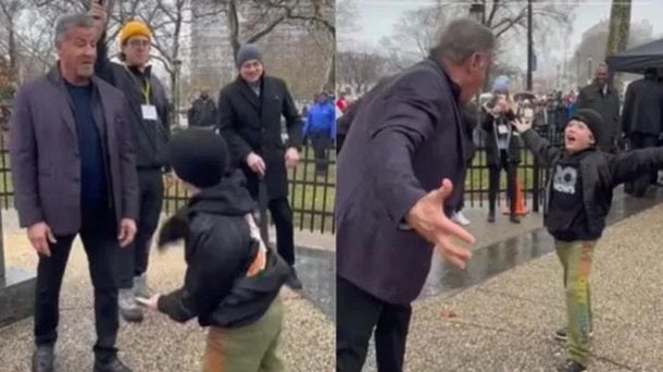 Sylvester Stallone fue sorprendido por un niño: recrearon juntos una escena de Rocky