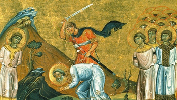 San Aretas murió decapitado mientras que su esposa fue obligada a beber la sangre de sus hijas.&nbsp;