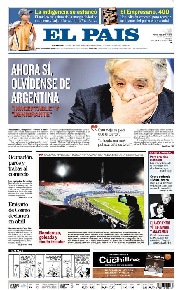 Diarios uruguayos sostienen que la relación con Argentina tocó fondo