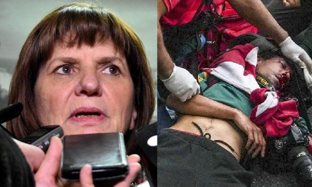 Patricia Bullrich / Pablo Grillo, tras ser herido por la Policía Federal.