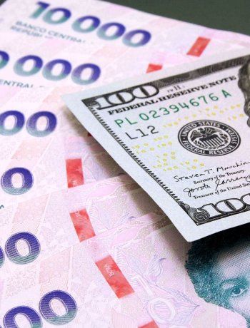 La cotización del dólar blue y el dólar oficial.