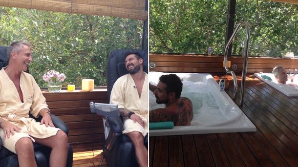 Después de Jorgito, ahora Marley disfruta del jacuzzi con el Pocho Lavezzi