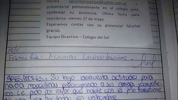 ¿una broma de mal gusto en un colegio?: transforme en hombre a su hijo ¿una broma de mal gusto en un colegio?: transforme en hombre a su hijo