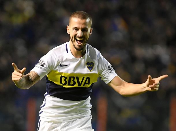 El festejo del centrodelantero de Boca