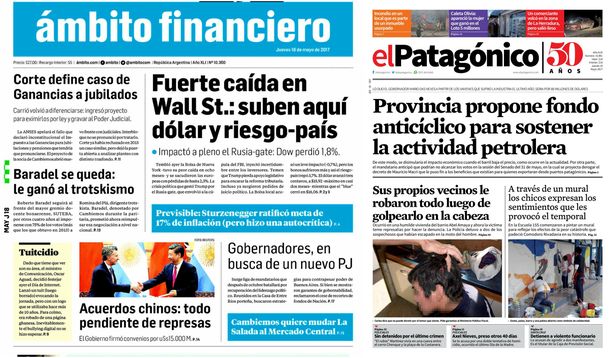 Tapas de diarios del jueves 18 de mayo de 2017