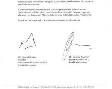 Éste es el tercer parte médico tras la operación de CFK