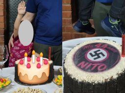 Polémica por cumpleaños nazi en Misiones: la foto de la torta con una esvástica y el gesto de un nene. Polémica por cumpleaños nazi en Misiones: la foto de la torta con una esvástica y el gesto de un nene.
