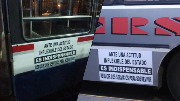 Carteles en los colectivos alertan sobre una reducción de servicios