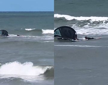 Tensión en Mar del Plata: guardavidas rescataron a un kitesurfista arrastrado por el viento