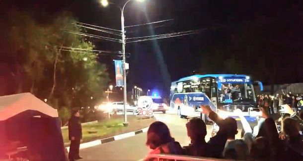 Llegada de la selección argentina a Bronnitsy