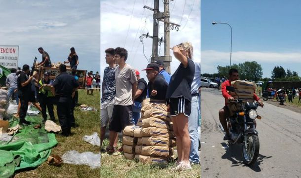 Volcó un camión de azúcar y los vecinos saquearon la carga