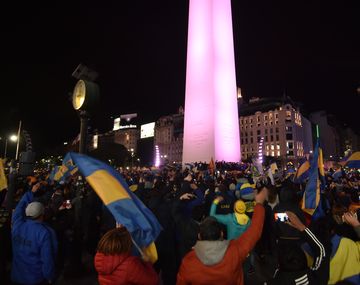 Festejos de Boca en el Obelisco