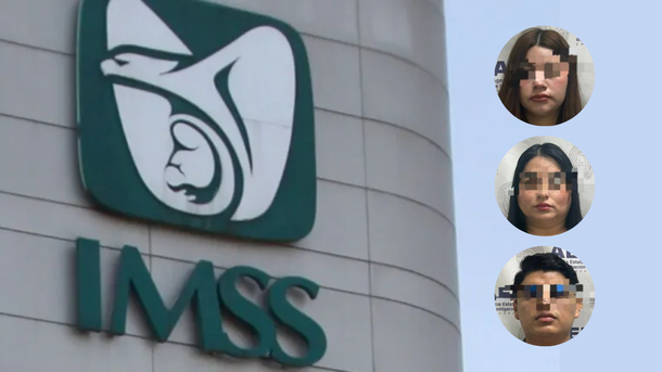Los tres estafadores del IMSS detenidos.