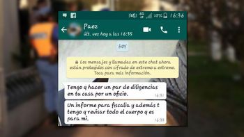 Uno de los mensajes que recibió del Policía Uno de los mensajes que recibió del Policía