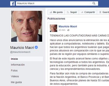 Polémico posteo de Macri en Facebook